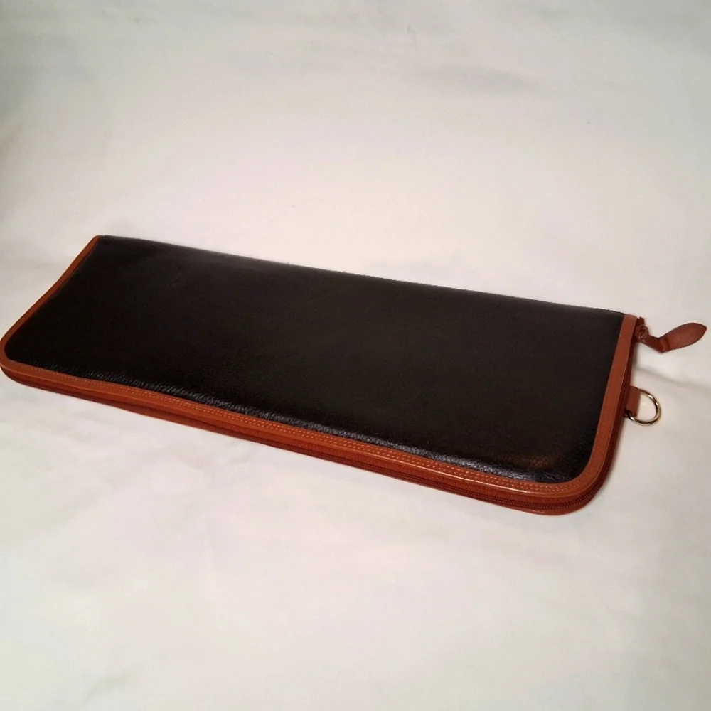 Lord & Taylor Brown and Black Leather Necktie Case